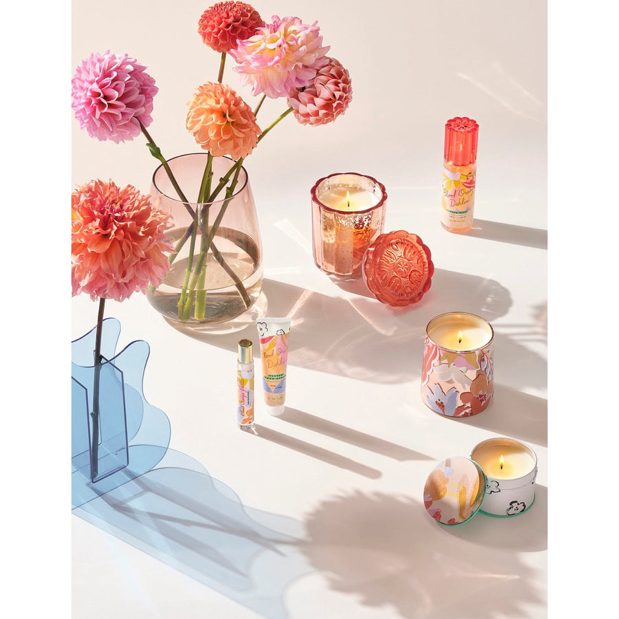 jar candleBlood Orange Dahlia Flourish Glass Candle