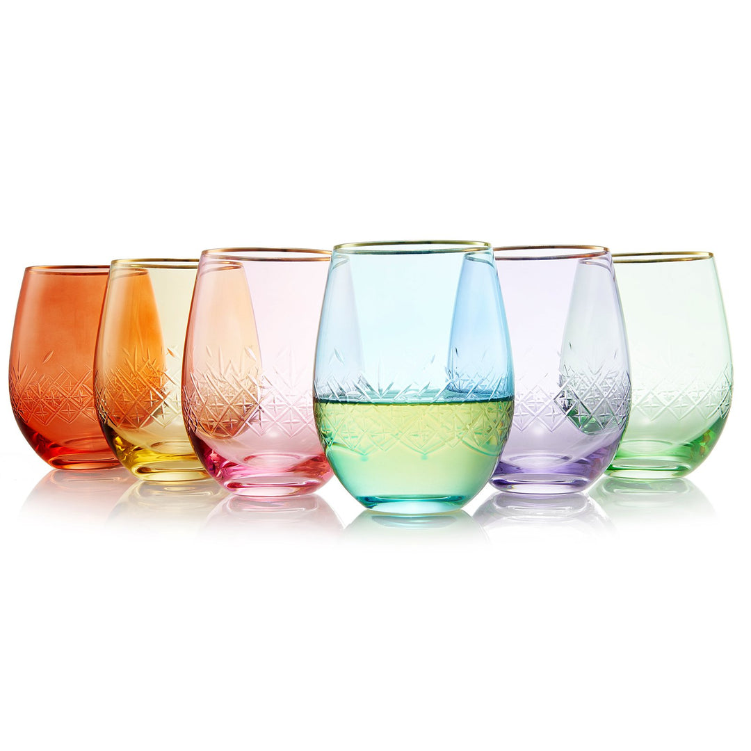 Deco Stemless Wine Glass