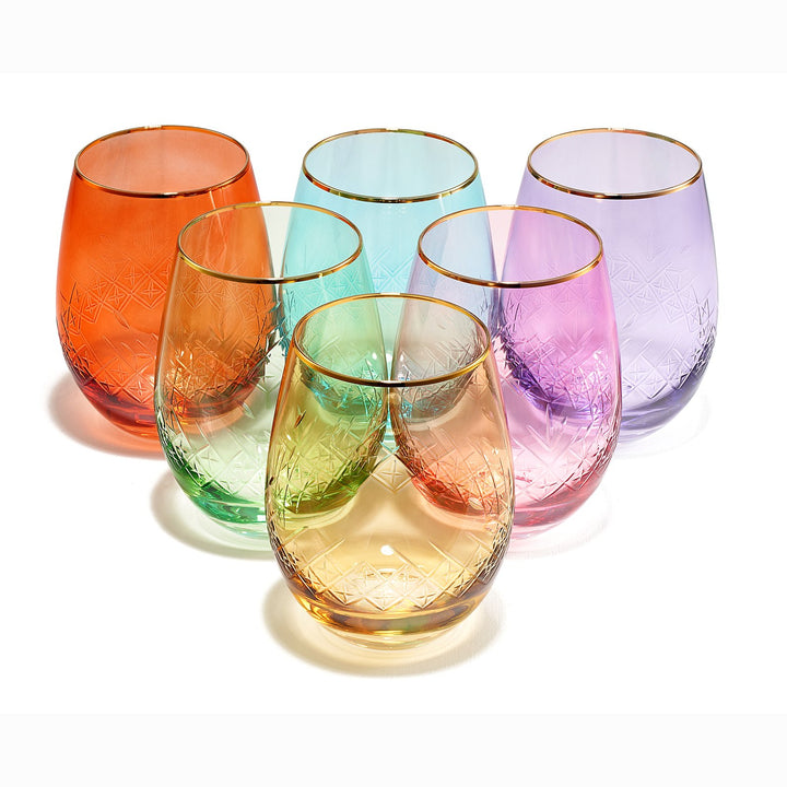 Deco Stemless Wine Glass