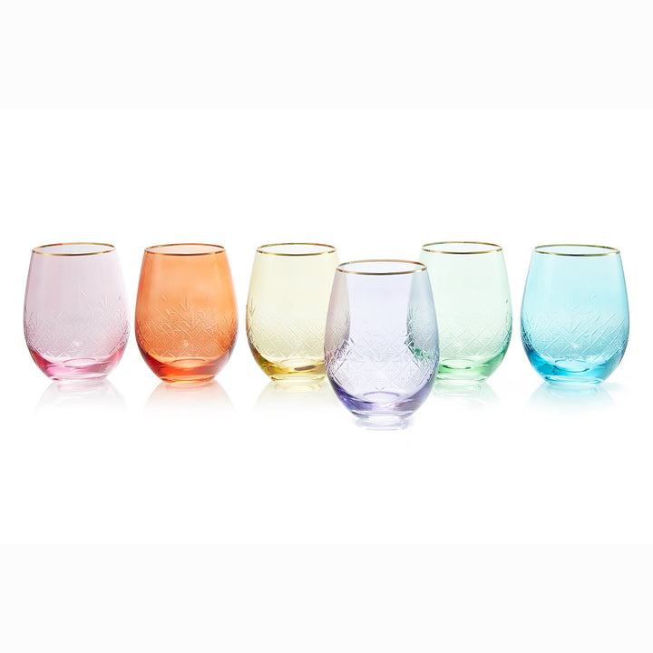 Deco Stemless Wine Glass