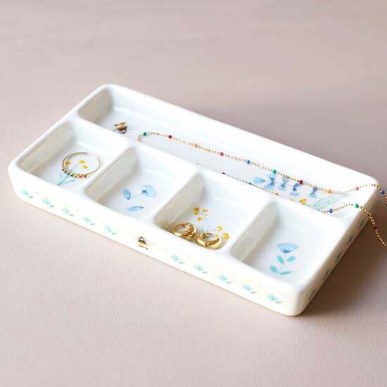 Home DecorFloral Trinket Tray: Cornflower Blue