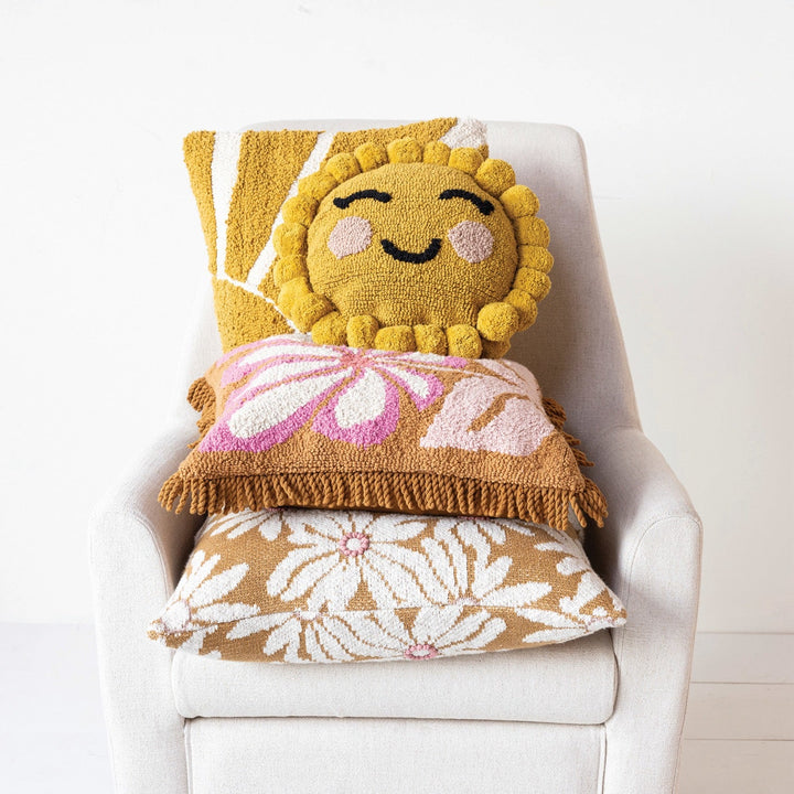 throw pillowFlower & Fringe Tufted Pillow