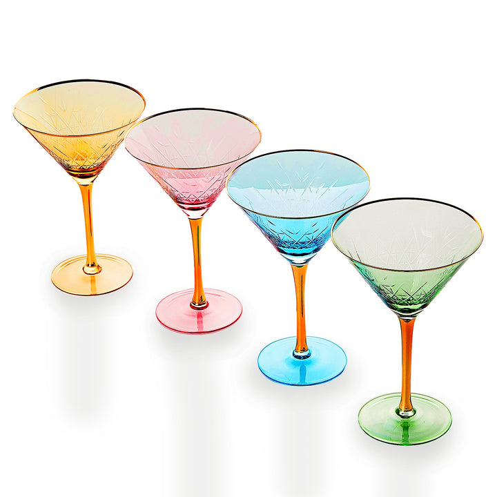 Gold Rimmed Crystal Martini Glasses 10 oz