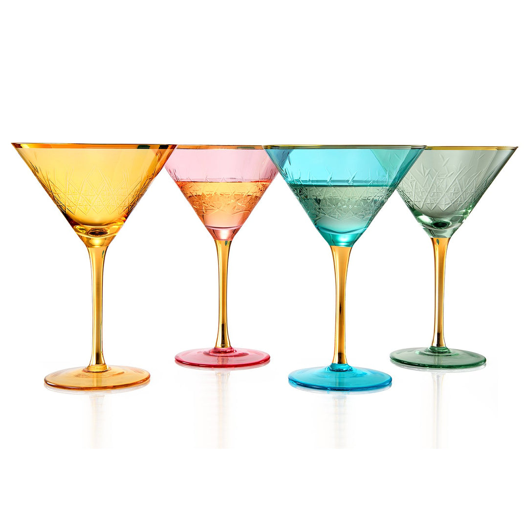 Gold Rimmed Crystal Martini Glasses 10 oz