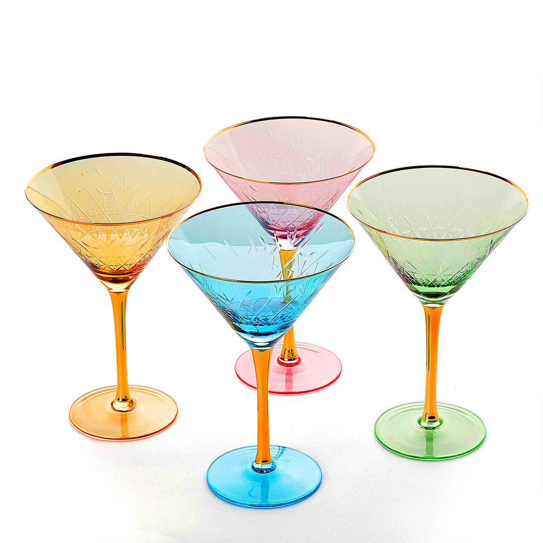 Gold Rimmed Crystal Martini Glasses 10 oz