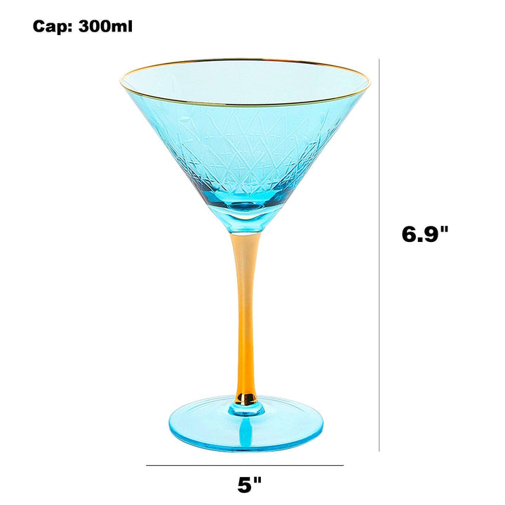 Gold Rimmed Crystal Martini Glasses 10 oz