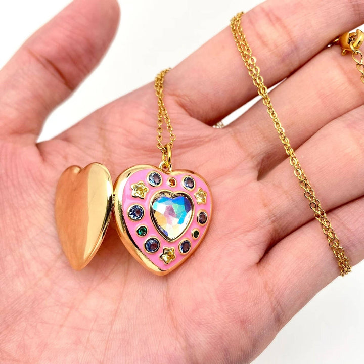 JewelryLook at this Photograph Pink Heart Photo Necklace