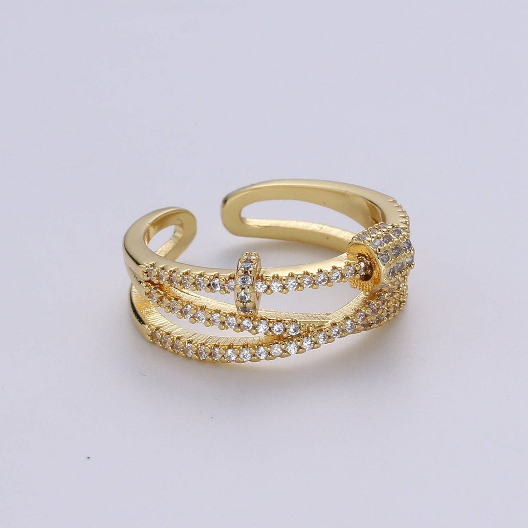 JewelryMicro Pave 24k Gold Ring