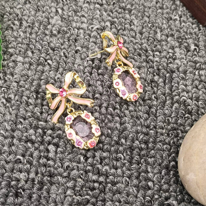 JewelrySparkling Bow Charm Earrings