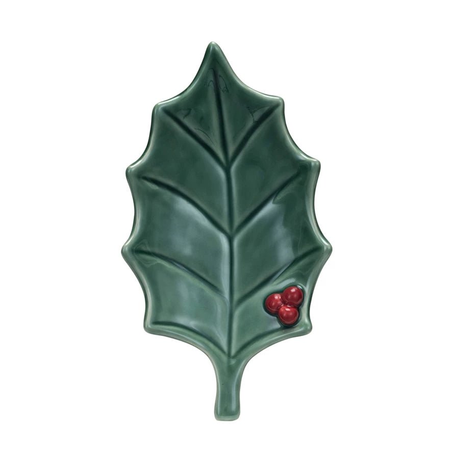 DishStoneware Holly Leaf Shaped Dish