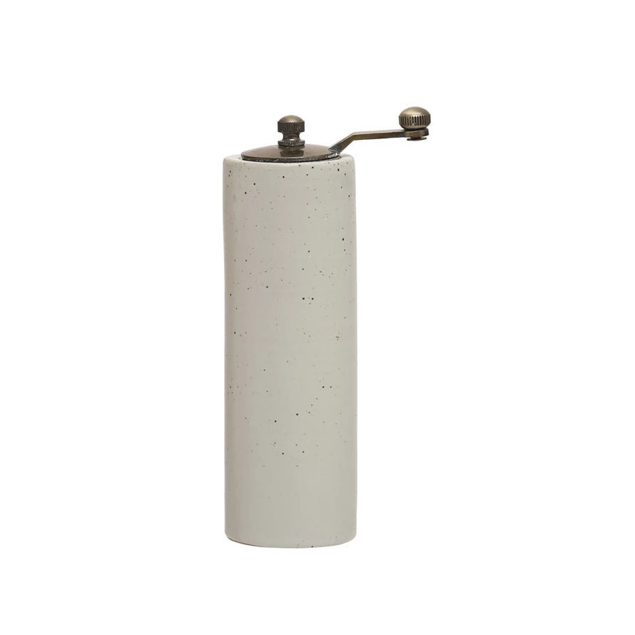 Salt and Pepper ShakerStoneware Salt/Pepper Grinder, White