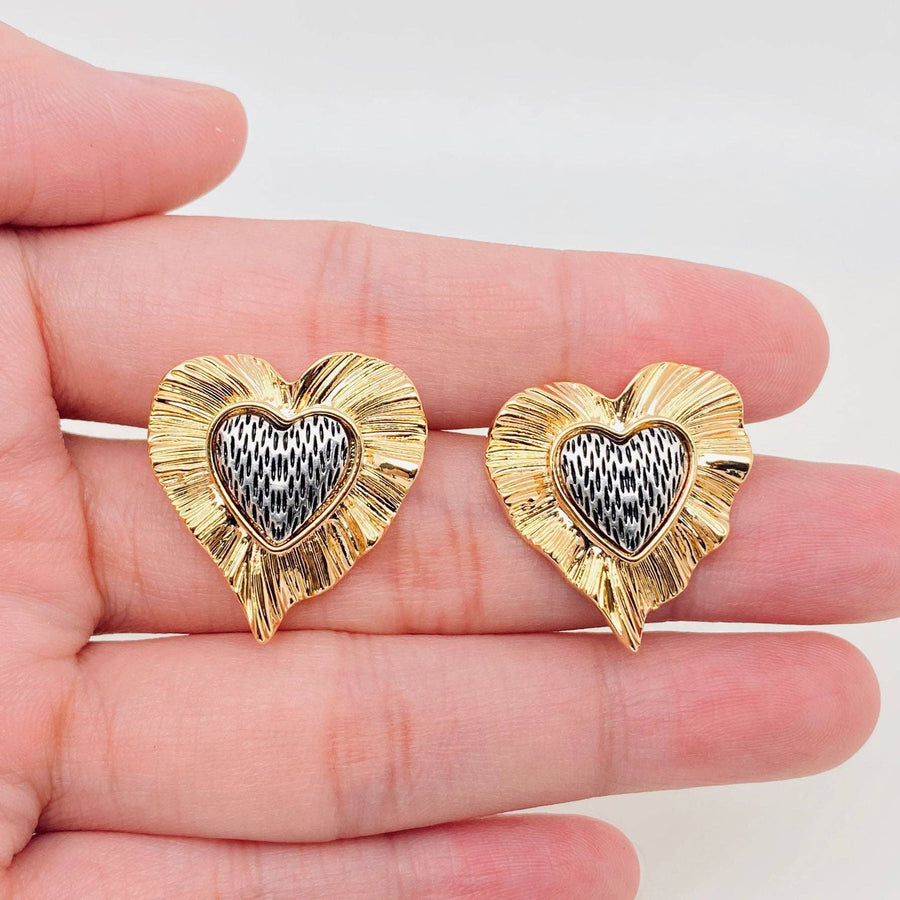 JewelryVintage Pleat Heart Earrings