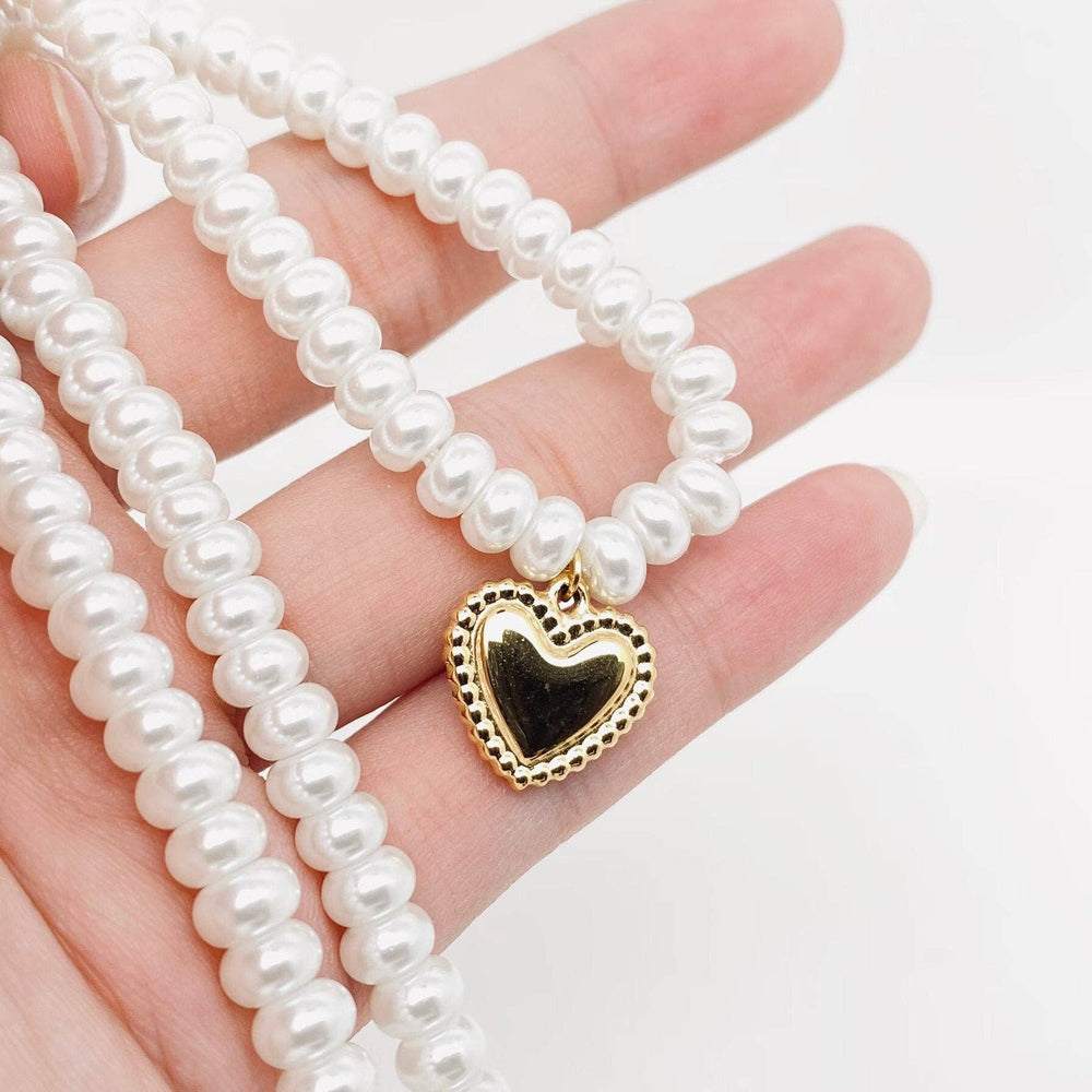 JewelryX’s & O's Pearl 18kl Heart Necklace