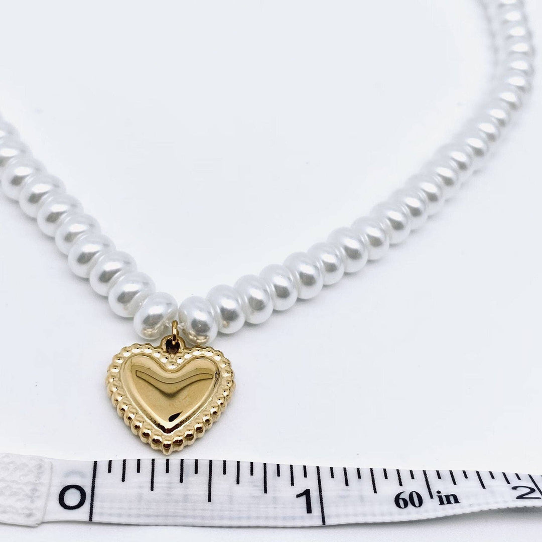 JewelryX’s & O's Pearl 18kl Heart Necklace