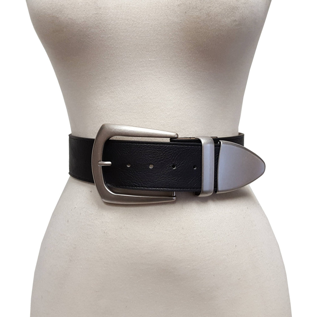 BeltBlack Wide West Buckle Loop Tip Belt