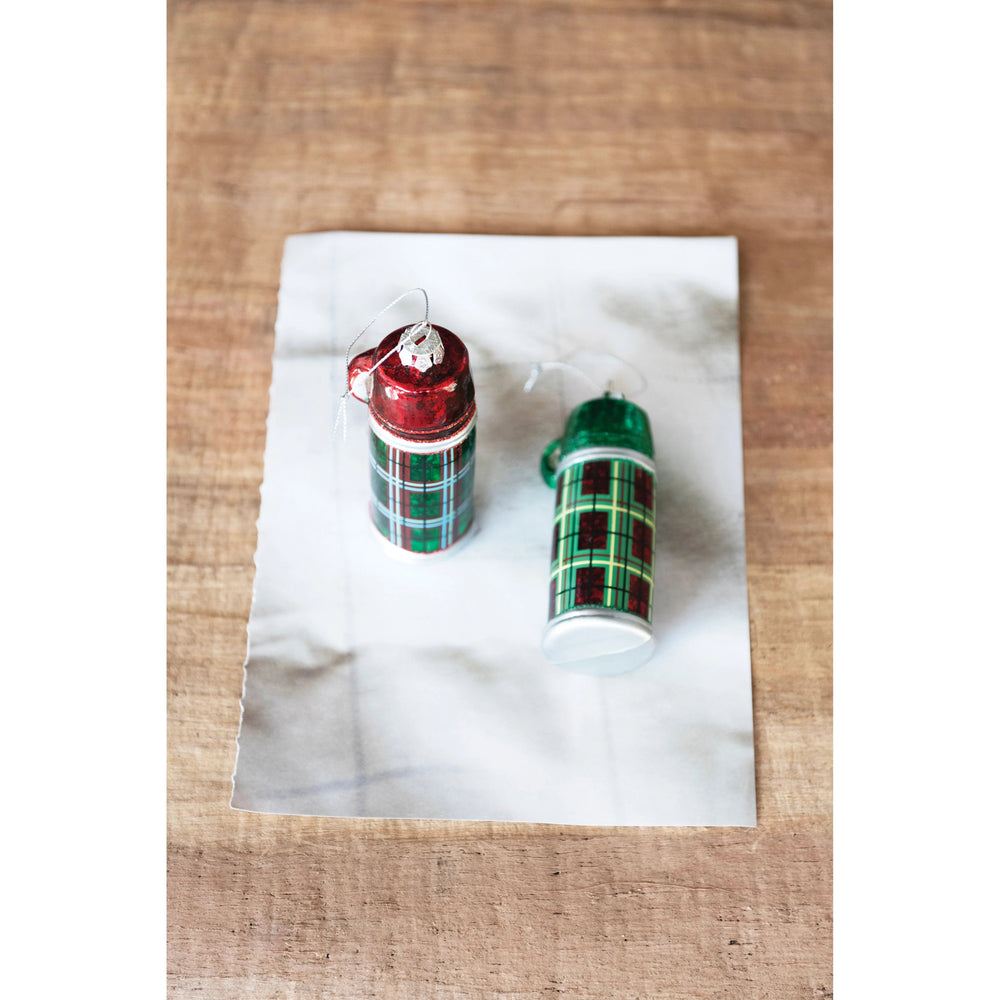 Hand-Painted Glass Thermos Ornament