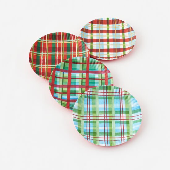 The Holiday ShopLarge Plaid Melamine Christmas Plates