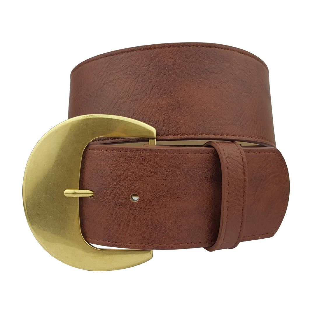 BeltTan Wide Width Moon Shape Buckle