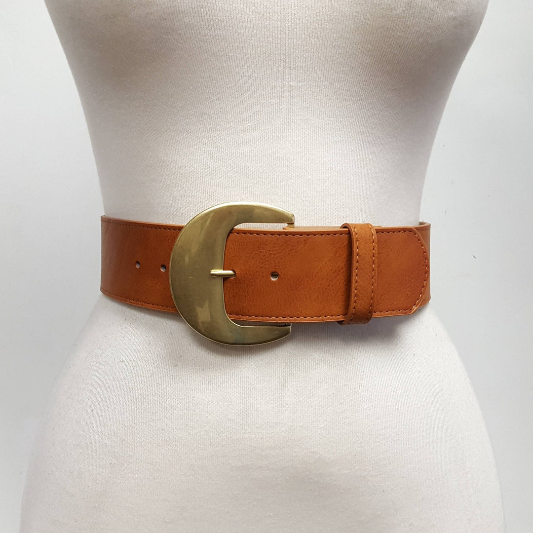 BeltTan Wide Width Moon Shape Buckle