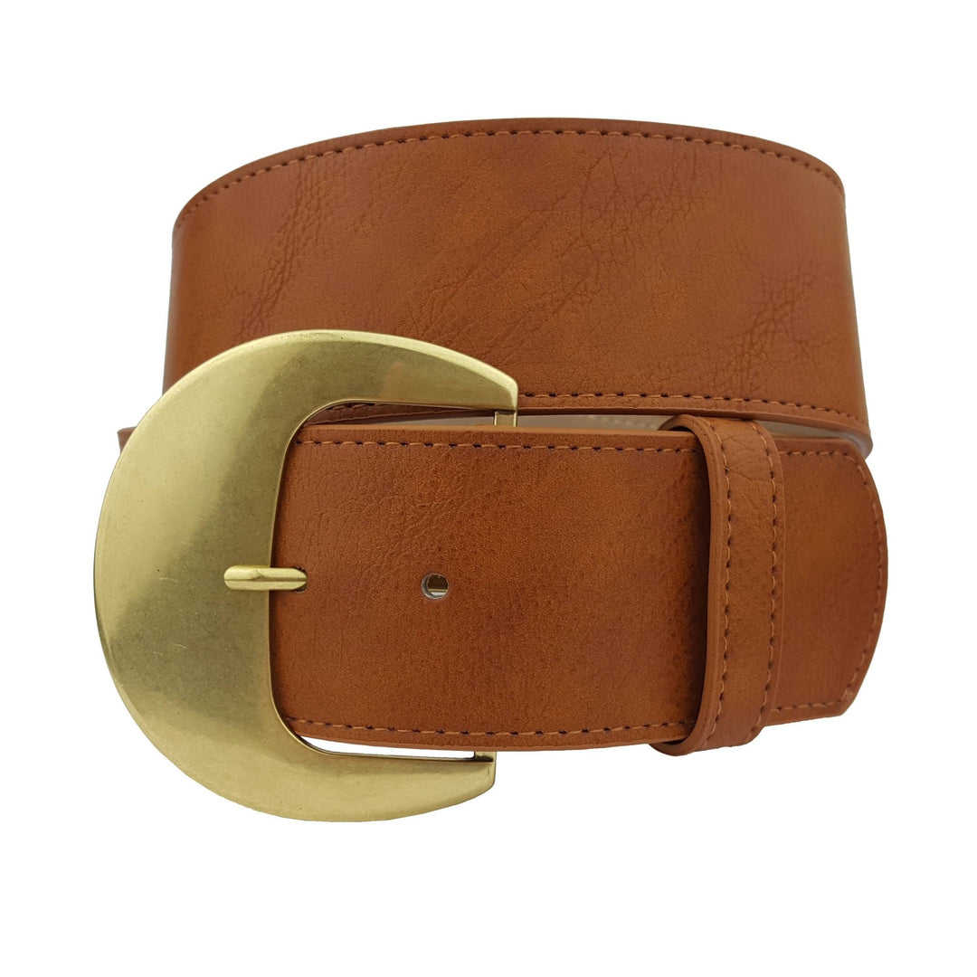 BeltTan Wide Width Moon Shape Buckle